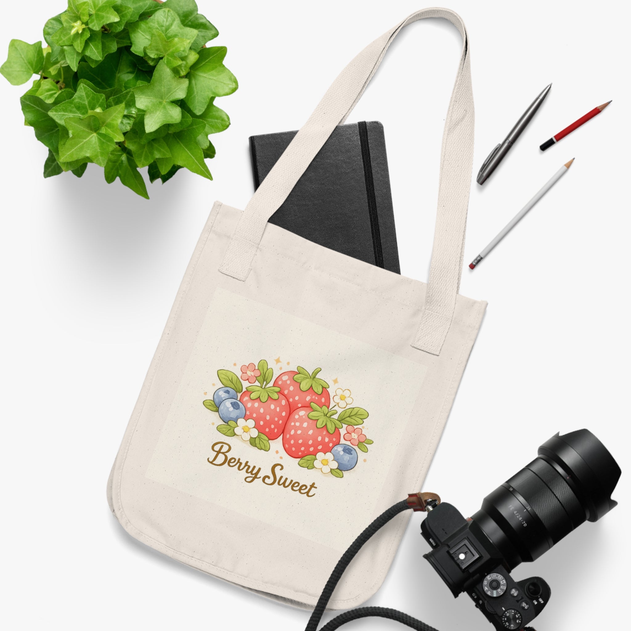 Tote Bag — 'Berry Sweet' Strawberry Canvas Tote | Cute Fruit Market Shopper